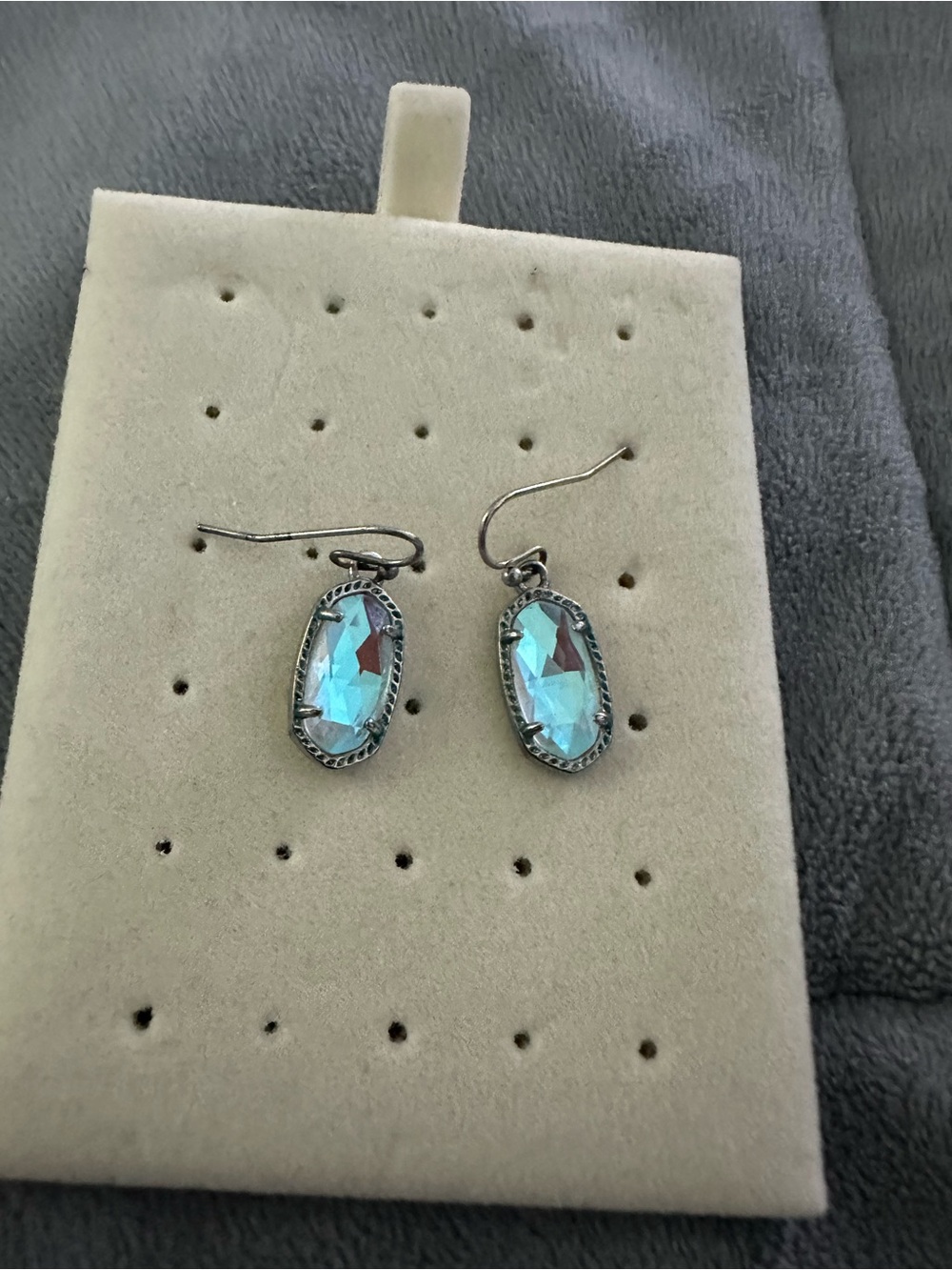 Kendra Scott Silver Earrings with Iridescent Stones